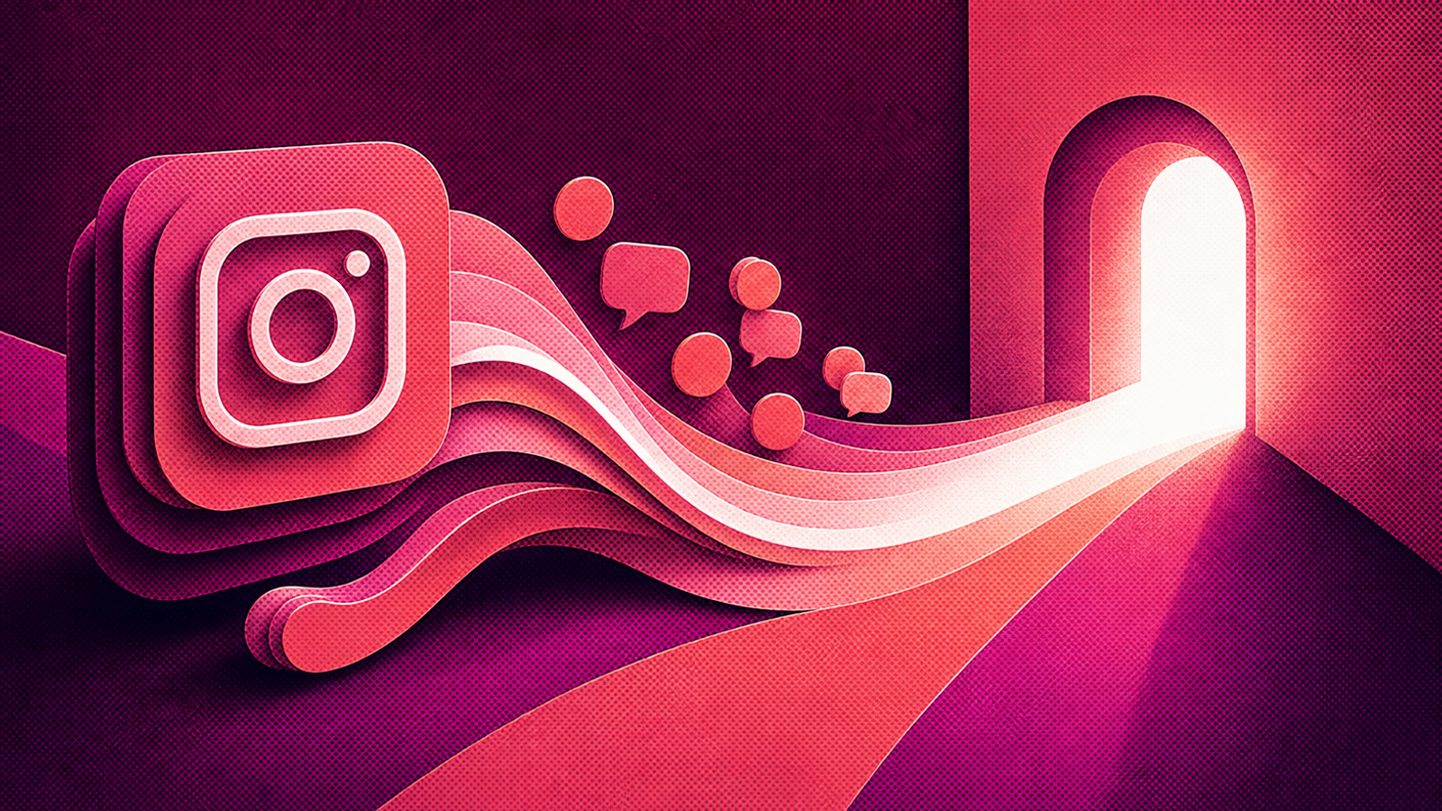 Illustration d’un agent IA Instagram avec DM, commentaires, CRM et rendez-vous