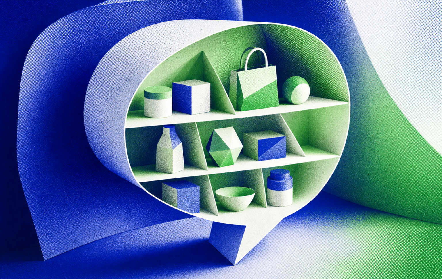 Illustration d'un catalogue WhatsApp Business pour présenter des produits dans une conversation