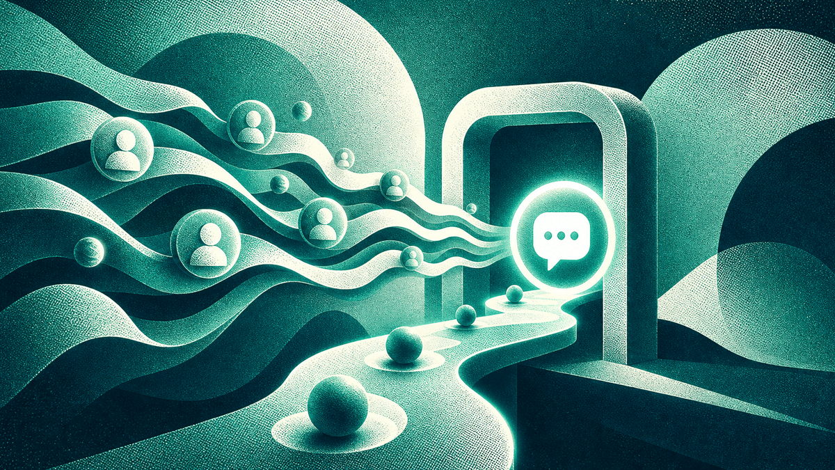 Illustration SaaS de visiteurs web transformés en leads WhatsApp qualifiés