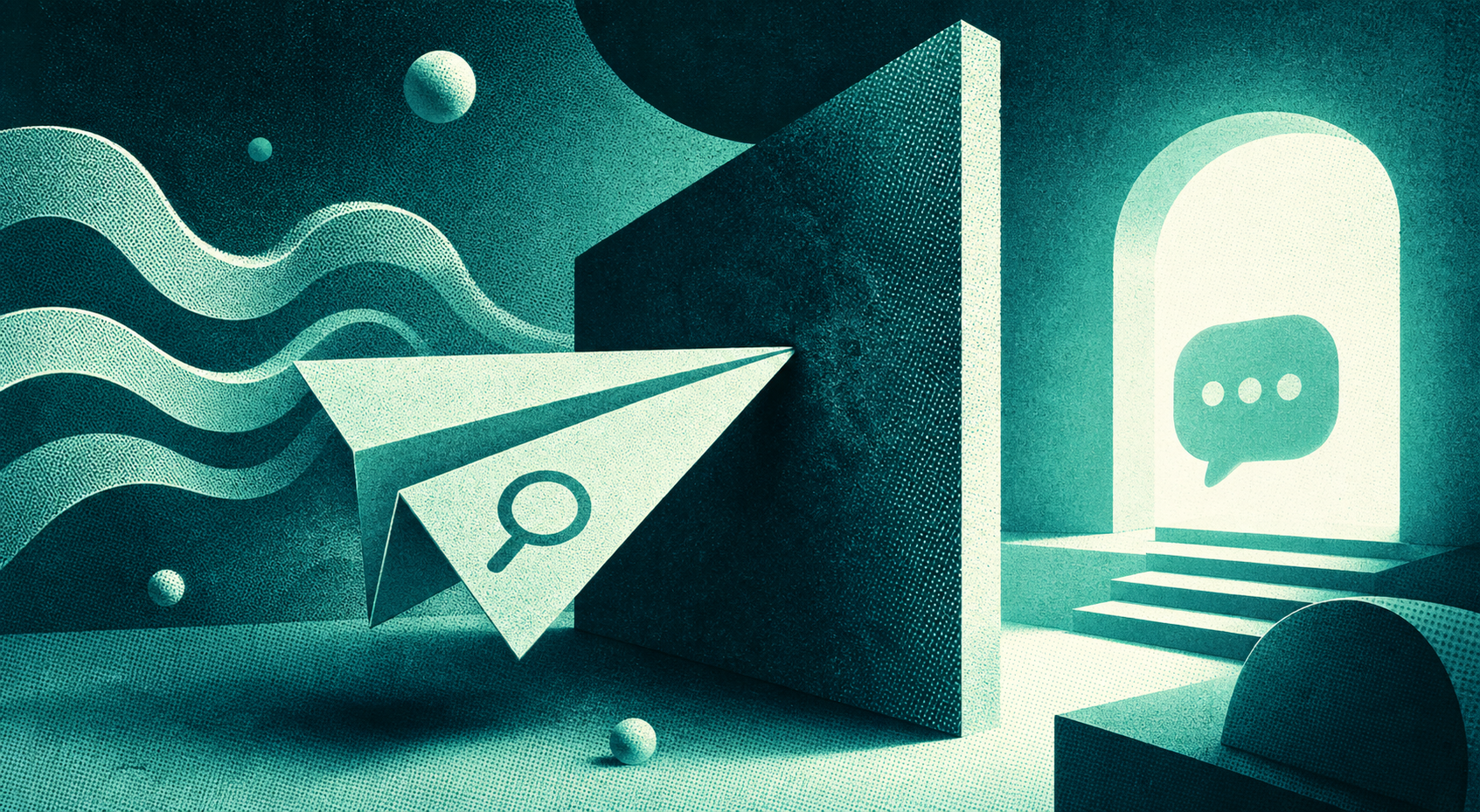 Illustration d'un signal SEO bloqué avant une porte de conversation