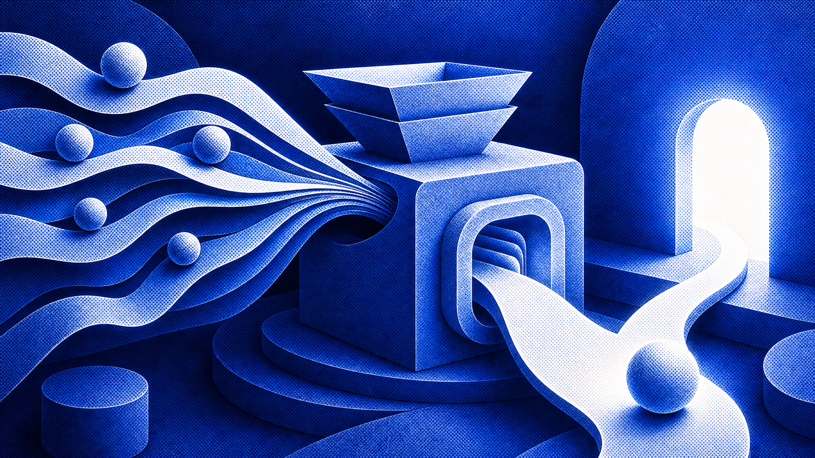 Illustration d'un site web transformé en machine d'acquisition avec conversations et rendez-vous